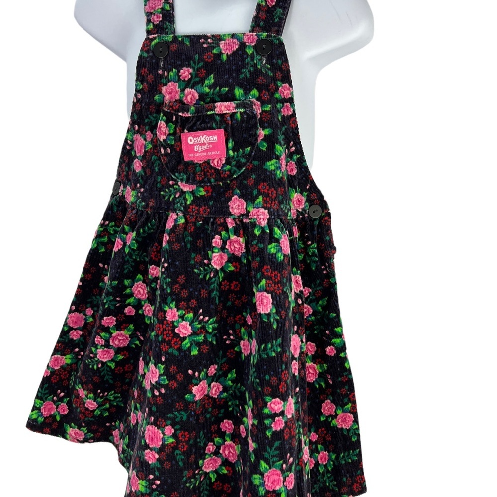 Vintage OshKosh B’Gosh Roses Floral Jumper Dress corduroy pink flowers Size 4T - Picture 10 of 10